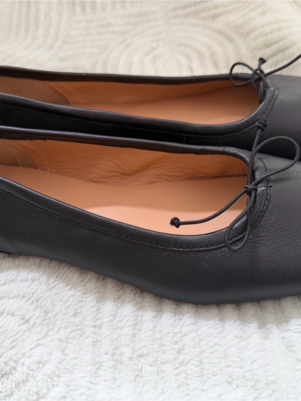 Coconuts by Matisse Black Leather Tie-Front Ballet Flats